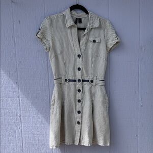 Mango Striped Button-Down Shirt Dress